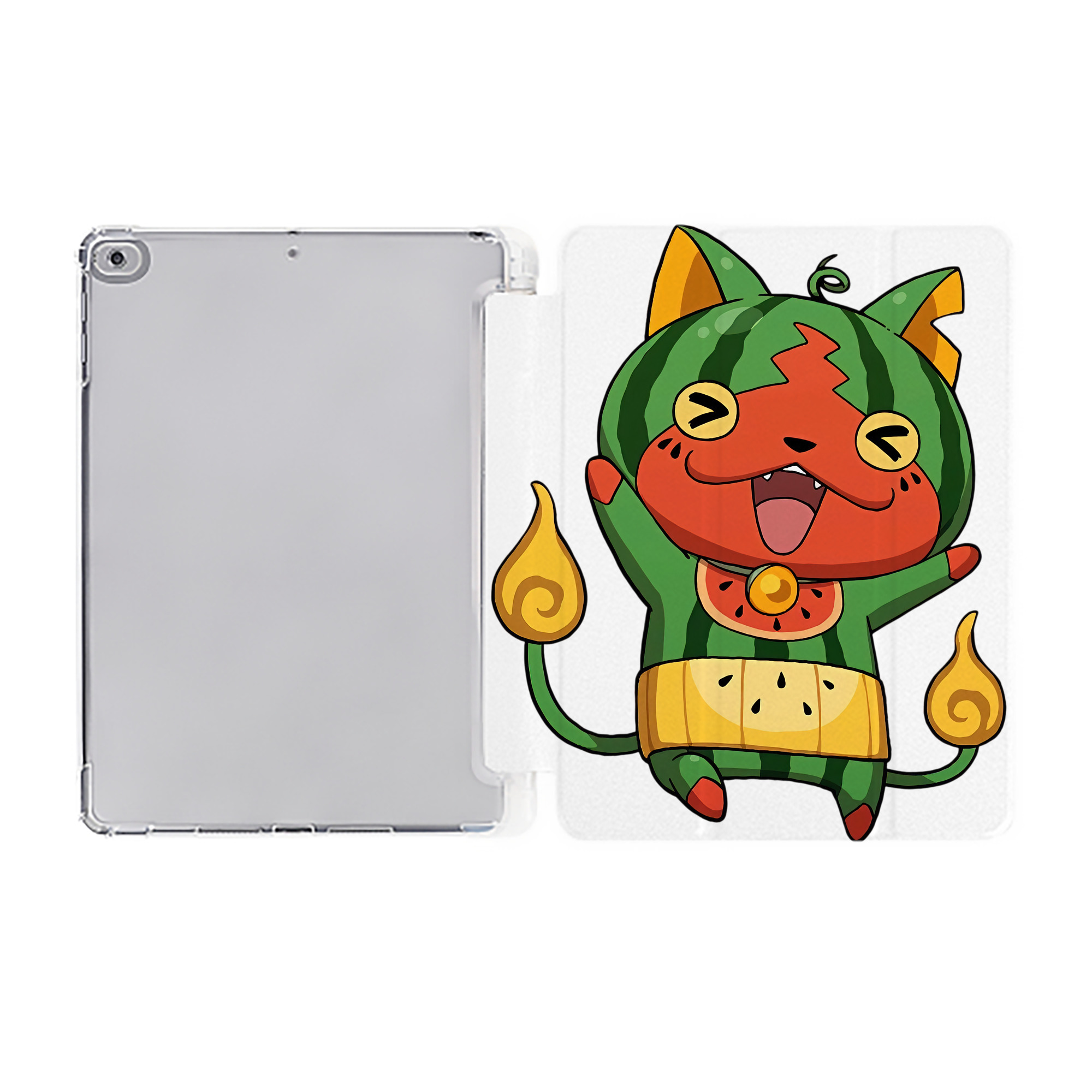 （画像用） 妖怪ウォッチ Yo-kai Watch IPad ケース ペン収納付き 三つ折りスタンド PUレザー×シリコン 対応機種9.5/10.5/10.9インチ